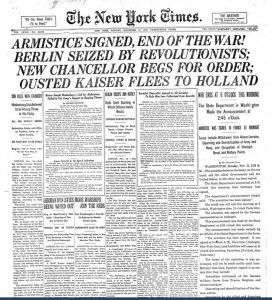 Newspaper article of the Armistice